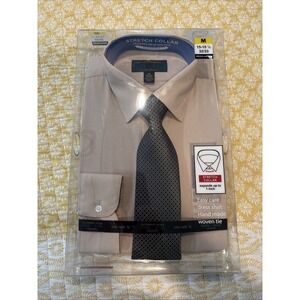 Alexander Julian Colours Men's Taupe Dress Shirt With Tie Size M 15-15.5 32/33